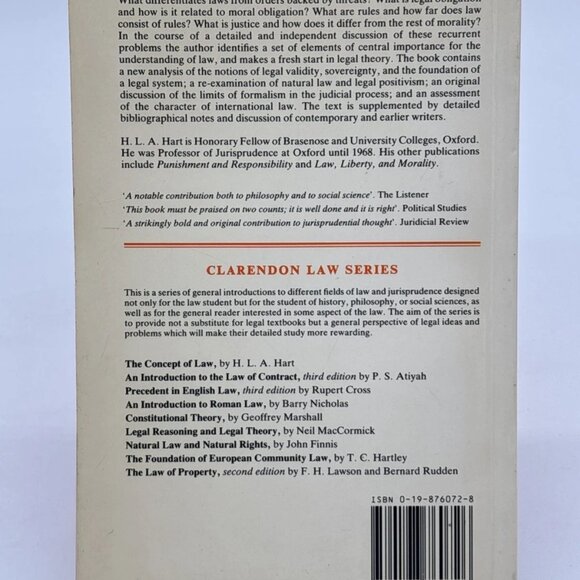 The Concept of Law by H. L. A. Hart (1986) PB Paperback - Oxford University - Picture 2 of 2